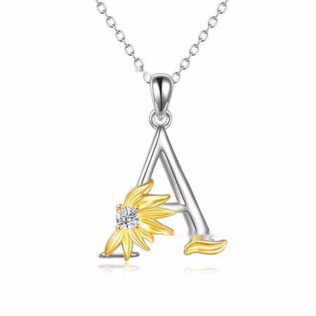 Name Initial Letter Simple Exquisite Sunflower Necklace