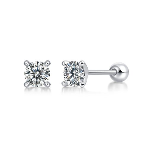 0.5-carat Moissanite S925 Silver And Platinum-plated Stud Earrings
